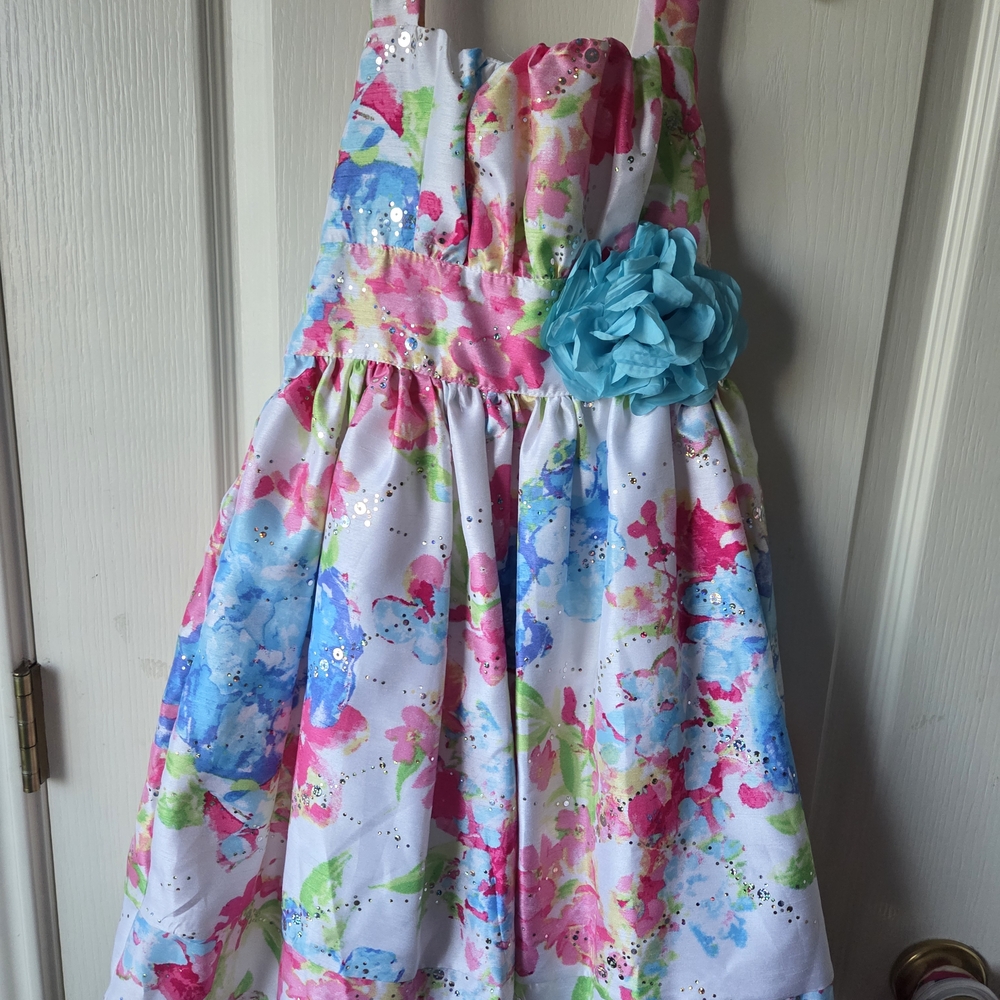 Youngland Multicolor Floral Dress with Blue Flower